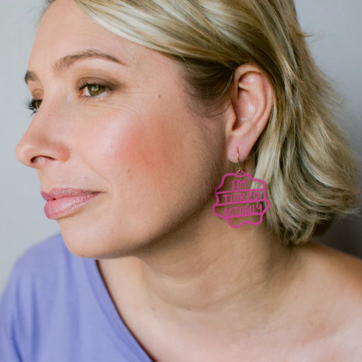 DENZ & CO - Midi "I'm Tiiired Actually" earrings in Plum - DANGLE EARRINGS