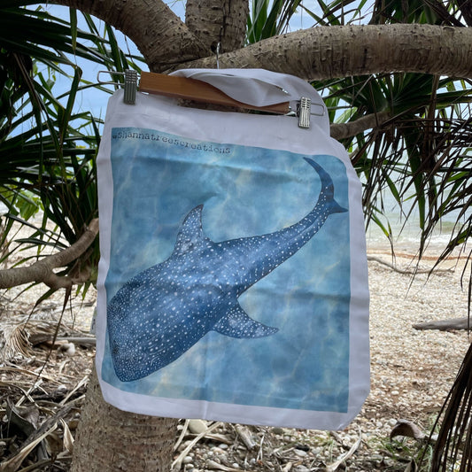 Shanna Trees Creations- "Whale Shark" Cotton Tote Bag- White
