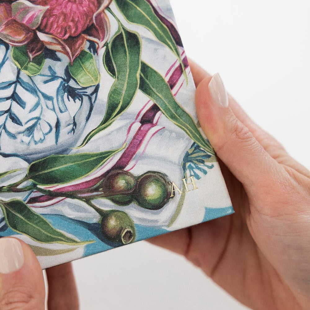 BESPOKE LETTERPRESS - Linen Bound Journal Lined - Waratah in Blue