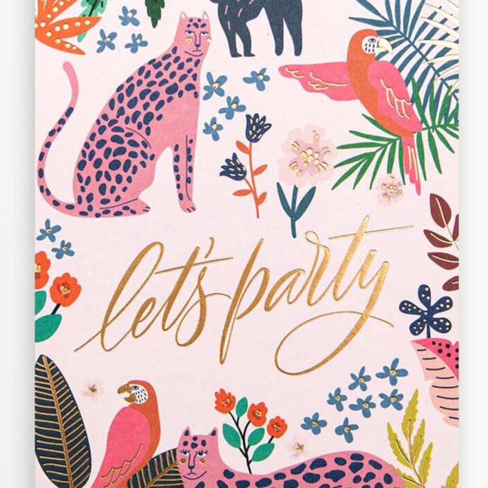 BESPOKE LETTERPRESS - "Let's Party" Tall Greeting Card