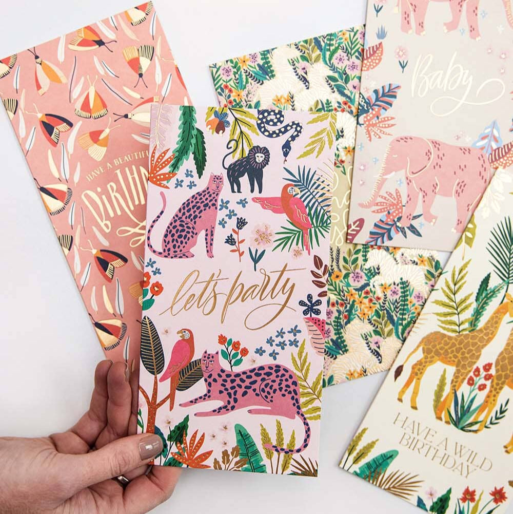 BESPOKE LETTERPRESS - "Let's Party" Tall Greeting Card