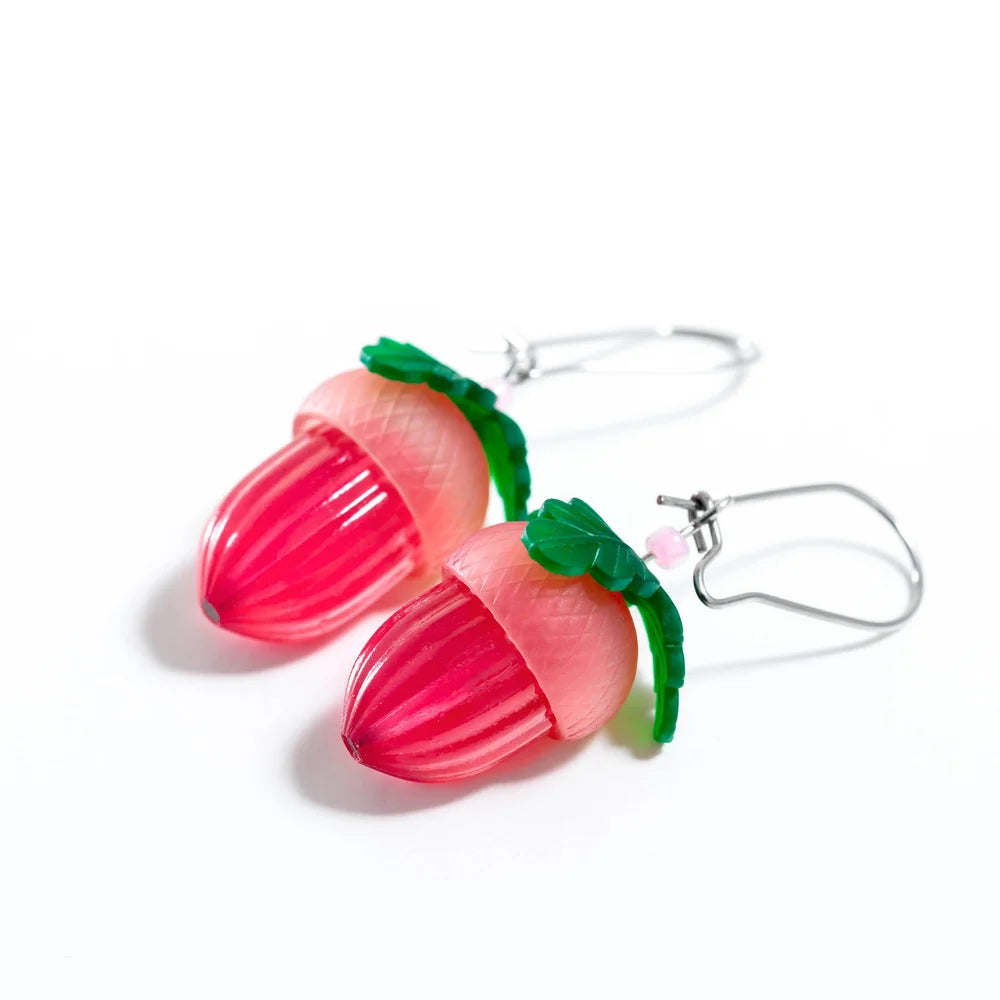 CLAIRE ISHINO- Lucky 'Peach Pink' Acorn Earrings