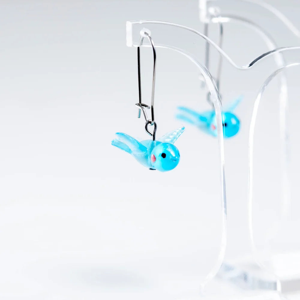 CLAIRE ISHINO- Lucky Bird Earrings - Fairy-Wren Blue