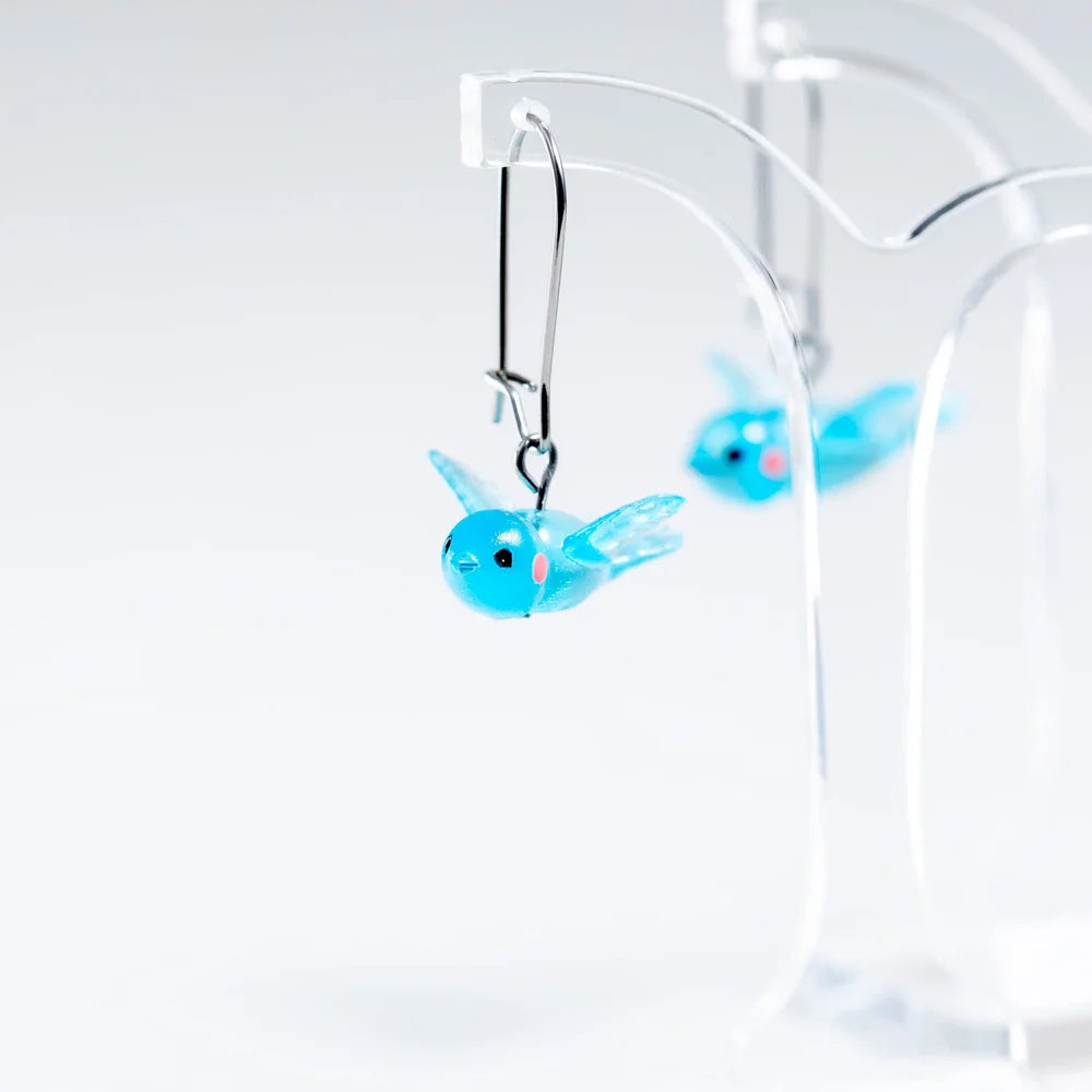 CLAIRE ISHINO- Lucky Bird Earrings - Fairy-Wren Blue