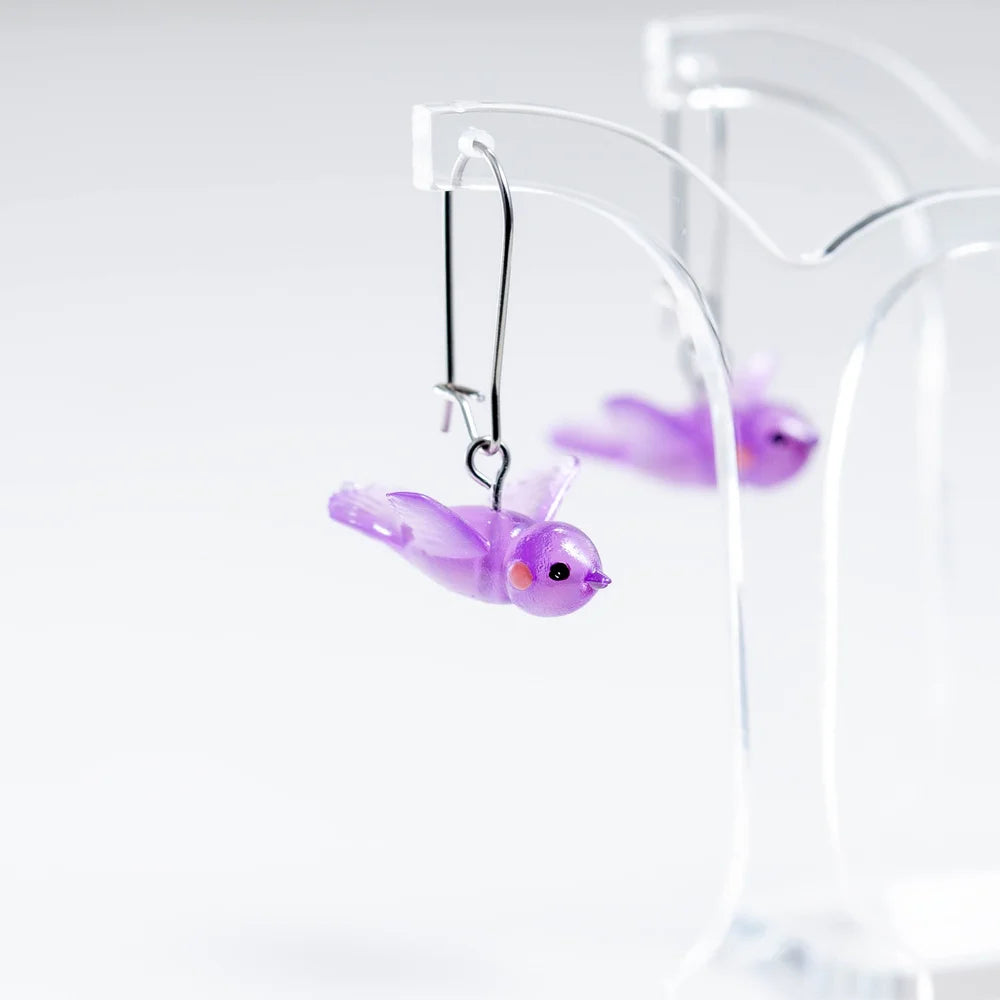 CLAIRE ISHINO- Lucky Bird Earrings - Lovely Lilac
