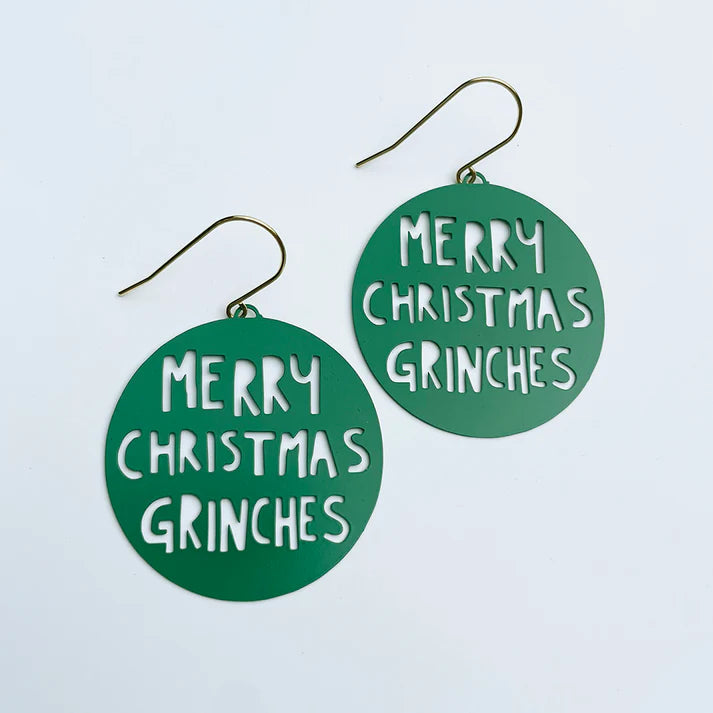 DENZ & CO- Merry Christmas Grinches earrings in Dark Green - DANGLE EARRINGS