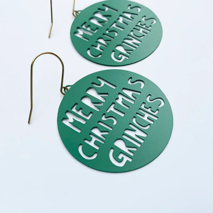 DENZ & CO- Merry Christmas Grinches earrings in Dark Green - DANGLE EARRINGS
