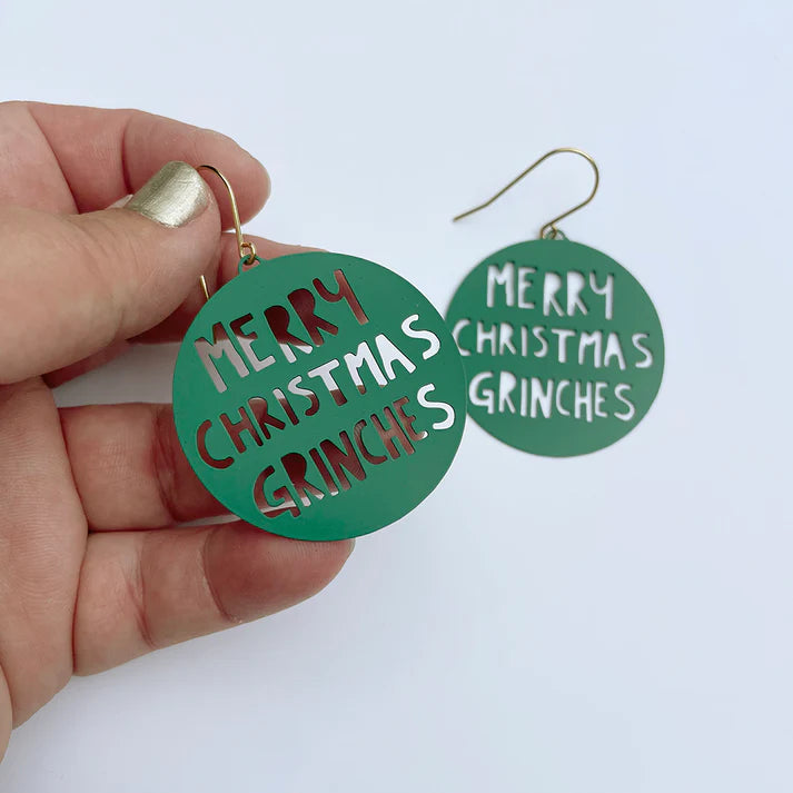 DENZ & CO- Merry Christmas Grinches earrings in Dark Green - DANGLE EARRINGS
