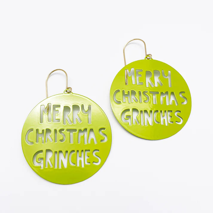 DENZ & CO- Merry Christmas Grinches earrings in Grinch Green - DANGLE EARRINGS