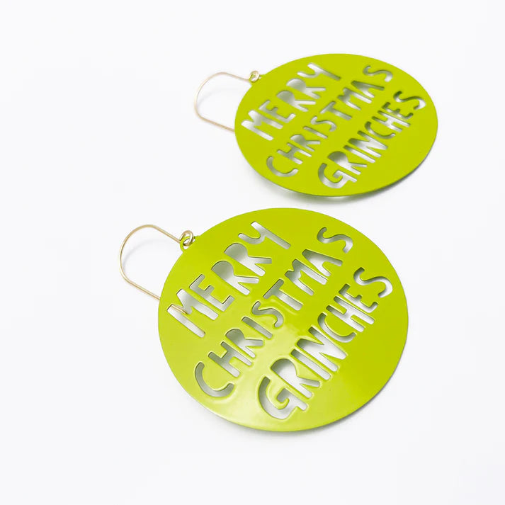 DENZ & CO- Merry Christmas Grinches earrings in Grinch Green - DANGLE EARRINGS