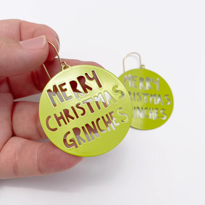 DENZ & CO- Merry Christmas Grinches earrings in Grinch Green - DANGLE EARRINGS
