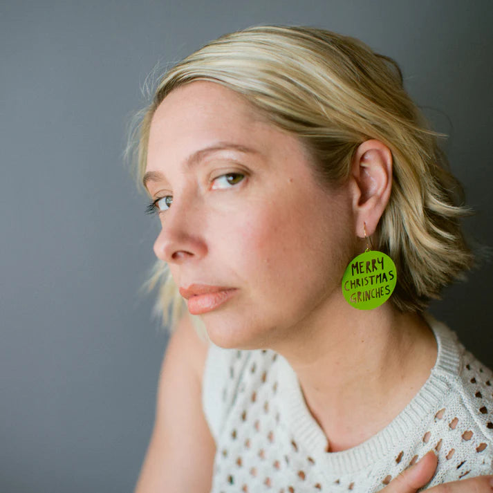 DENZ & CO- Merry Christmas Grinches earrings in Grinch Green - DANGLE EARRINGS