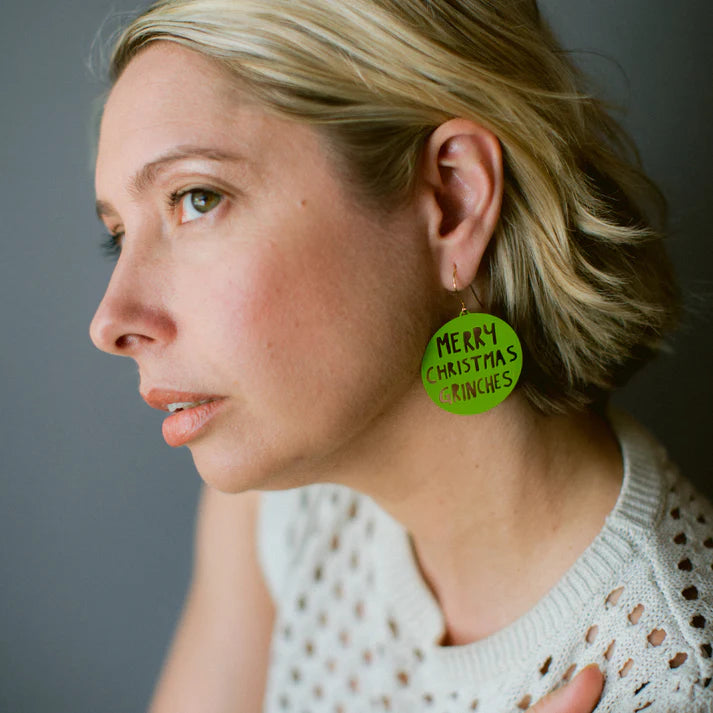 DENZ & CO- Merry Christmas Grinches earrings in Grinch Green - DANGLE EARRINGS