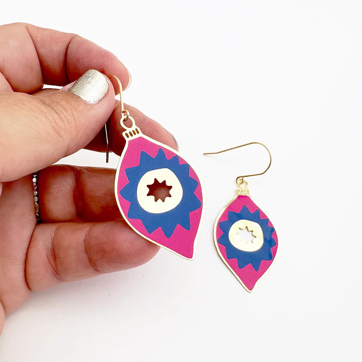 DENZ & CO- Midi Vintage Bauble #1 earrings in Gold/Pink/Navy - DANGLE EARRINGS