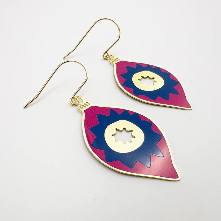 DENZ & CO- Midi Vintage Bauble #1 earrings in Gold/Pink/Navy - DANGLE EARRINGS
