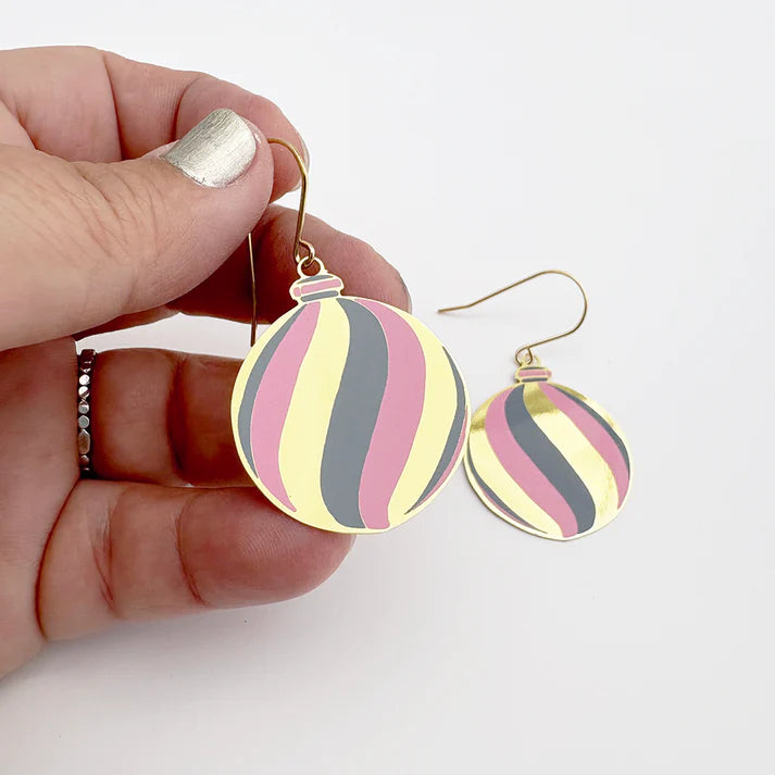 DENZ & CO- Midi Vintage Bauble #2 earrings in Gold/Pink/Grey - DANGLE EARRINGS