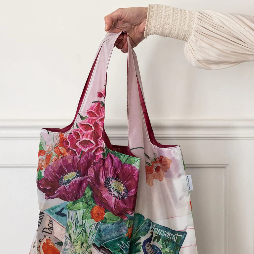 BESPOKE LETTERPRESS - Poppies & Foxgloves - Reusable Large Shopping Bag
