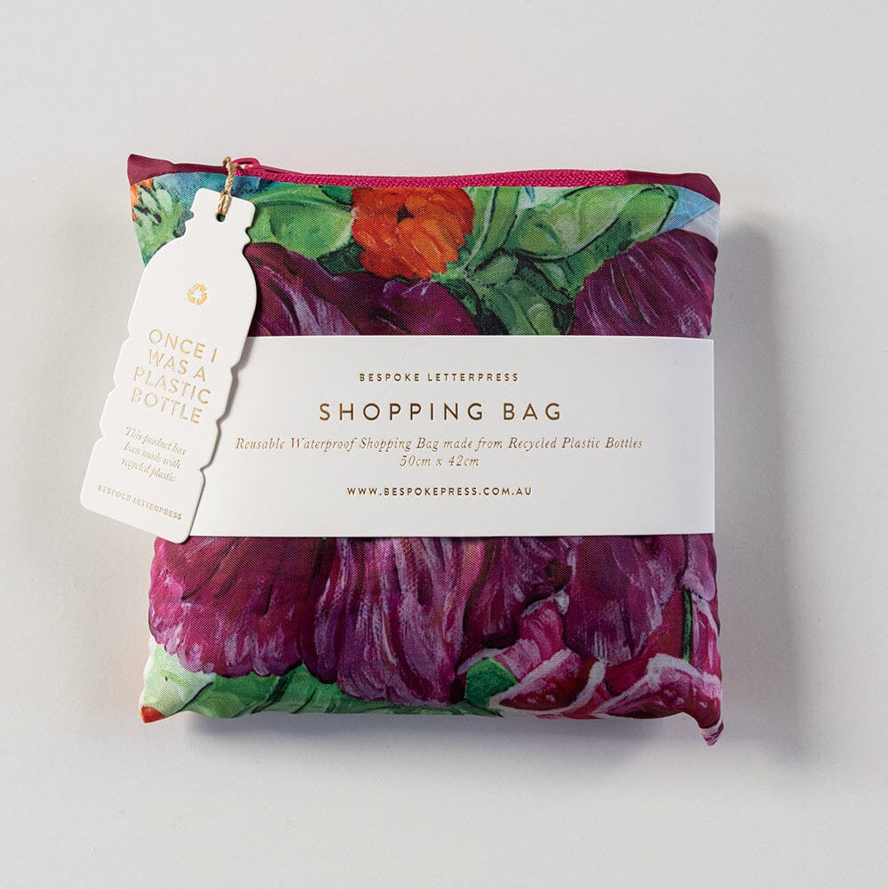 BESPOKE LETTERPRESS - Poppies & Foxgloves - Reusable Large Shopping Bag