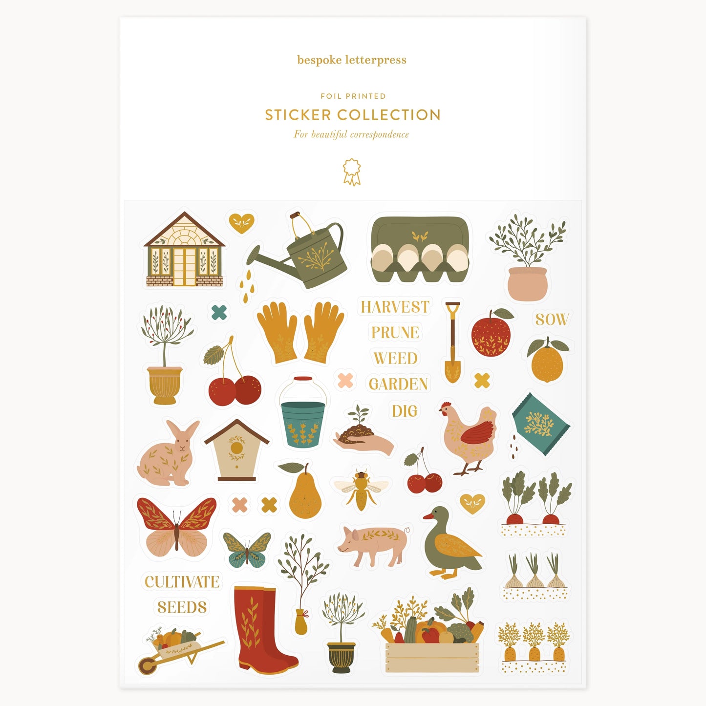 BESPOKE LETTERPRESS - Gardening Sticker Sheet