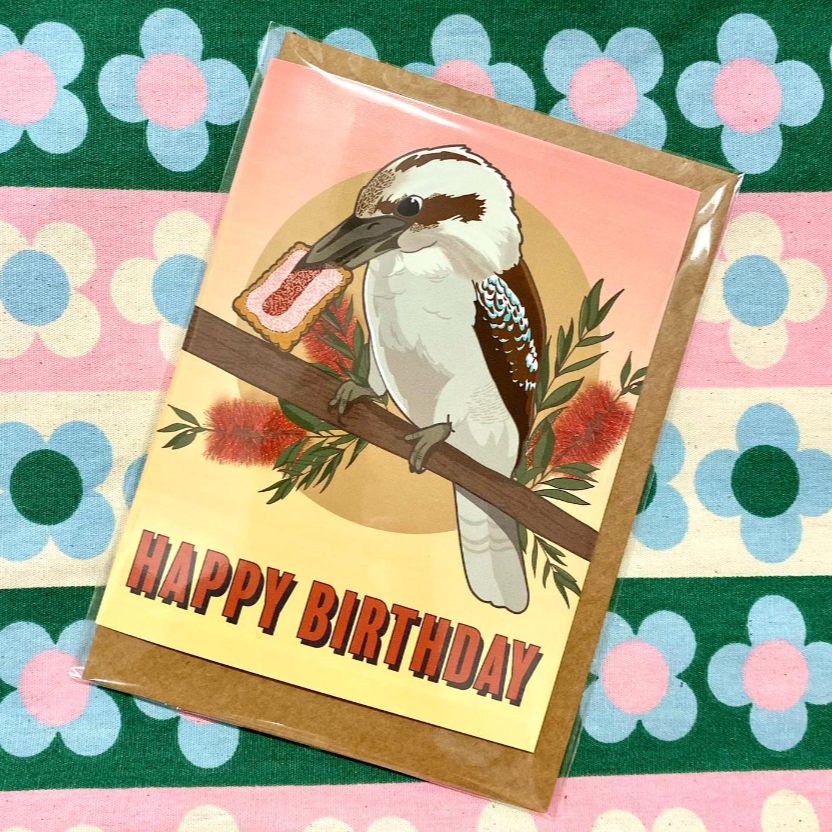 Green Mini Creative - Greeting Cards- Kookaburra & Iced Vovo Birthday Card