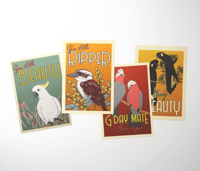 Green Mini Creative - Postcard- Black Cockatoos: "You Bloody Beauty"