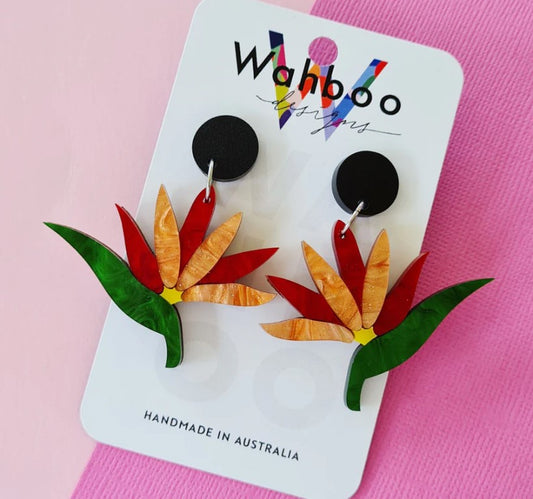 WAHBOO- Bird of Paradise Stud Dangle Earrings