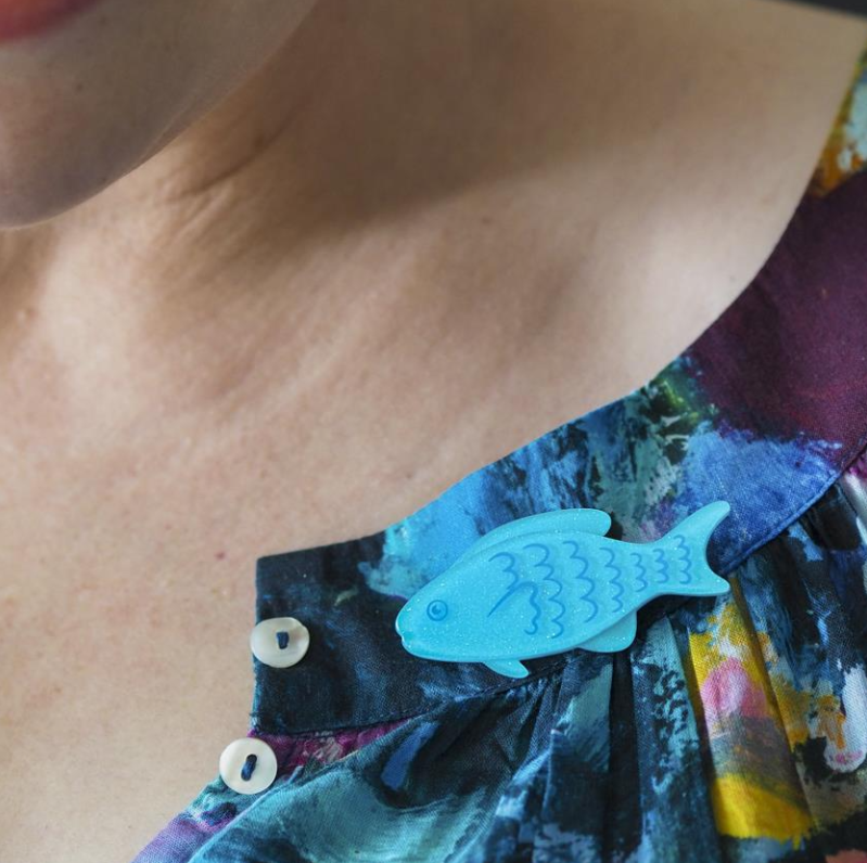 ERSTWILDER - "Blue Fish" Small Brooch - GREAT BARRIER REEF COLLECTION
