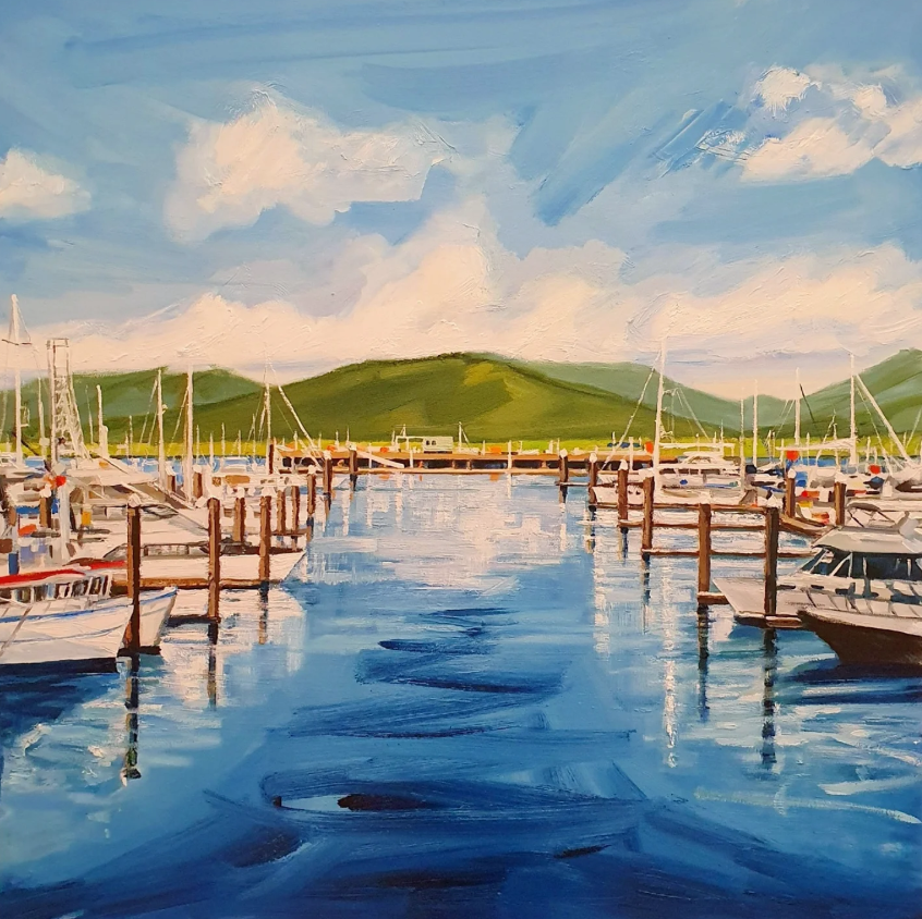 Mark Skelcher Artist - "Marlin Marina, Cairns"- Framed Artist Print