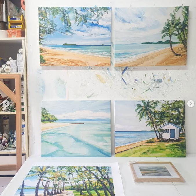 Mark Skelcher Artist - "Palm Cove Beach (Islands)"- Framed Artist Print