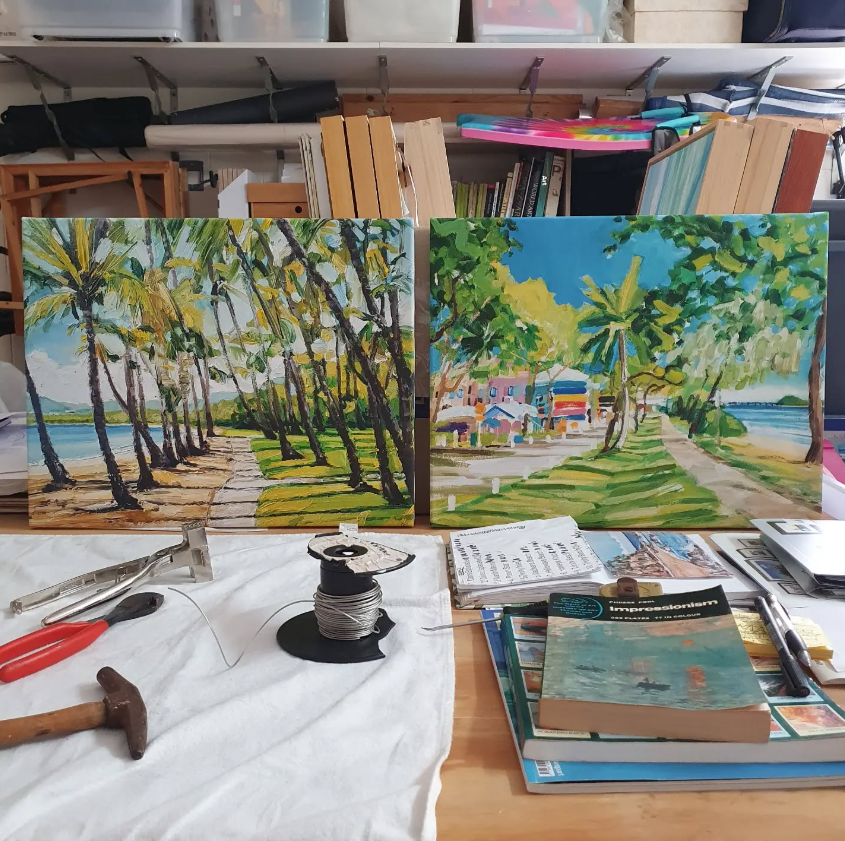 Mark Skelcher Artist - "Palm Cove Beach (Islands)"- Framed Artist Print