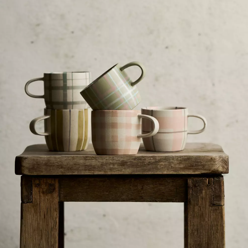 ROBERT GORDON POTTERY - Cat's Pyjamas Mug- Duck Egg Check