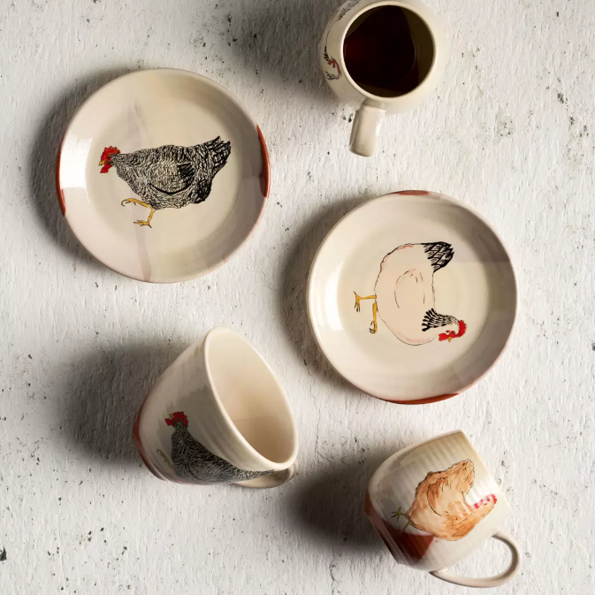 ROBERT GORDON POTTERY - "Mabel" (Black Chicken) Plate - Emogen Clark Collaboration