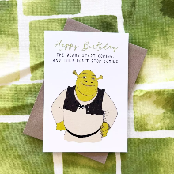 CANDLE BARK CREATIONS - FAMOUS FRIENDS- SHREK- Birthday Gift Card