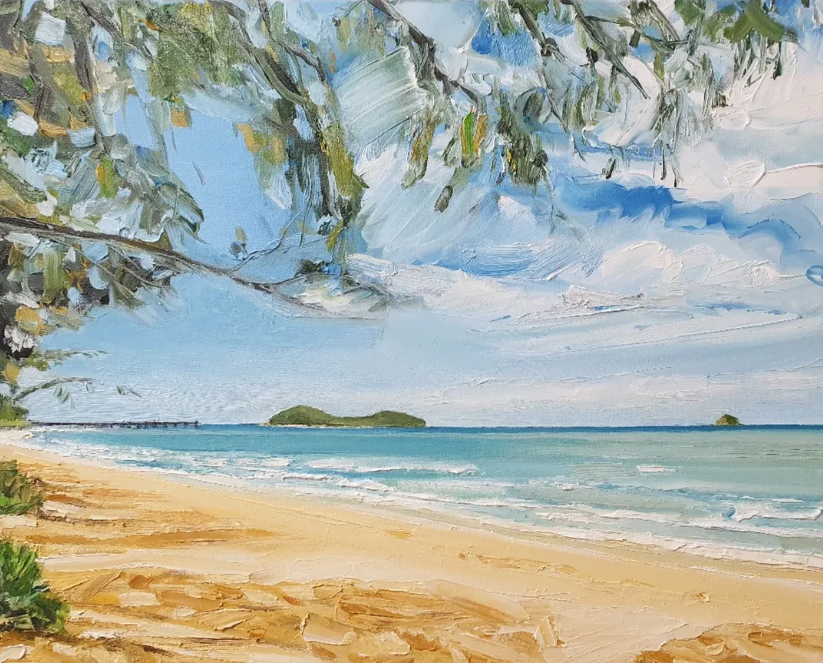 Mark Skelcher Artist - "Palm Cove Beach (Islands)"- Framed Artist Print