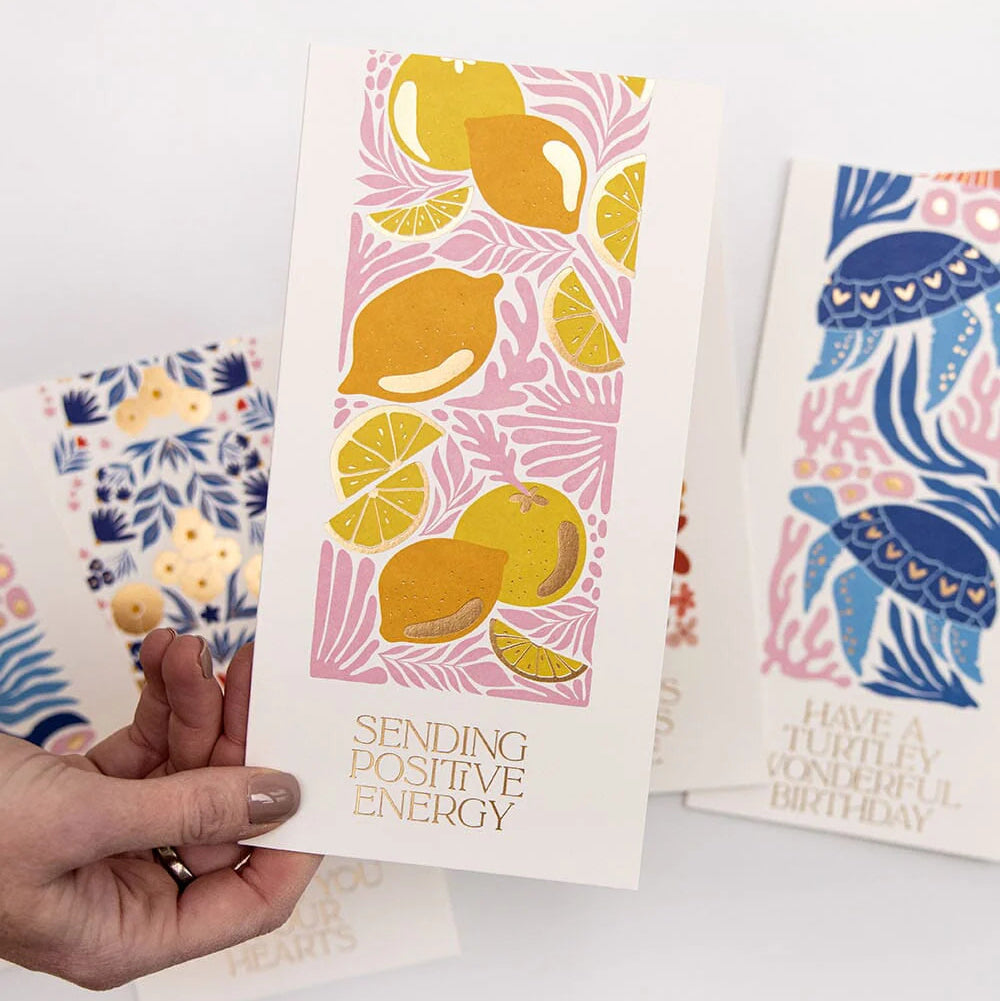 BESPOKE LETTERPRESS - "Positive Energy" Tall Greeting Card
