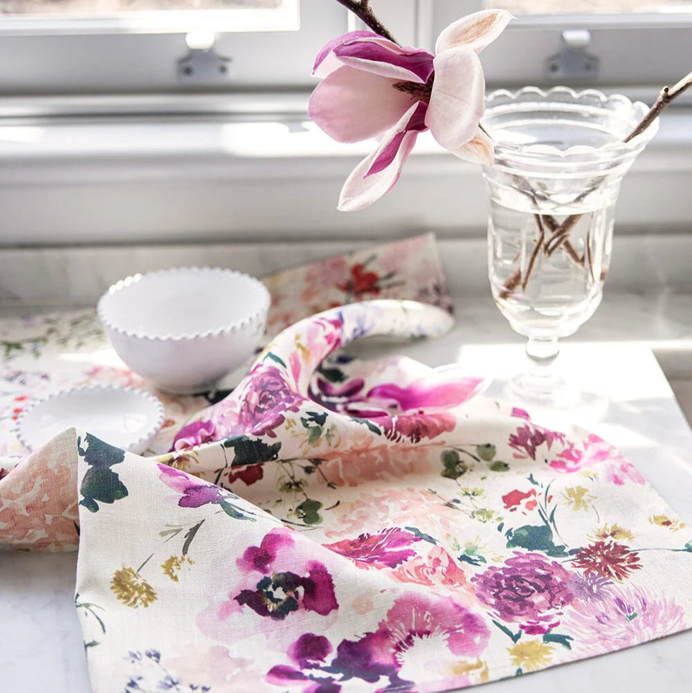 BESPOKE LETTERPRESS - "Wildflowers"- 100% Linen Tea Towel