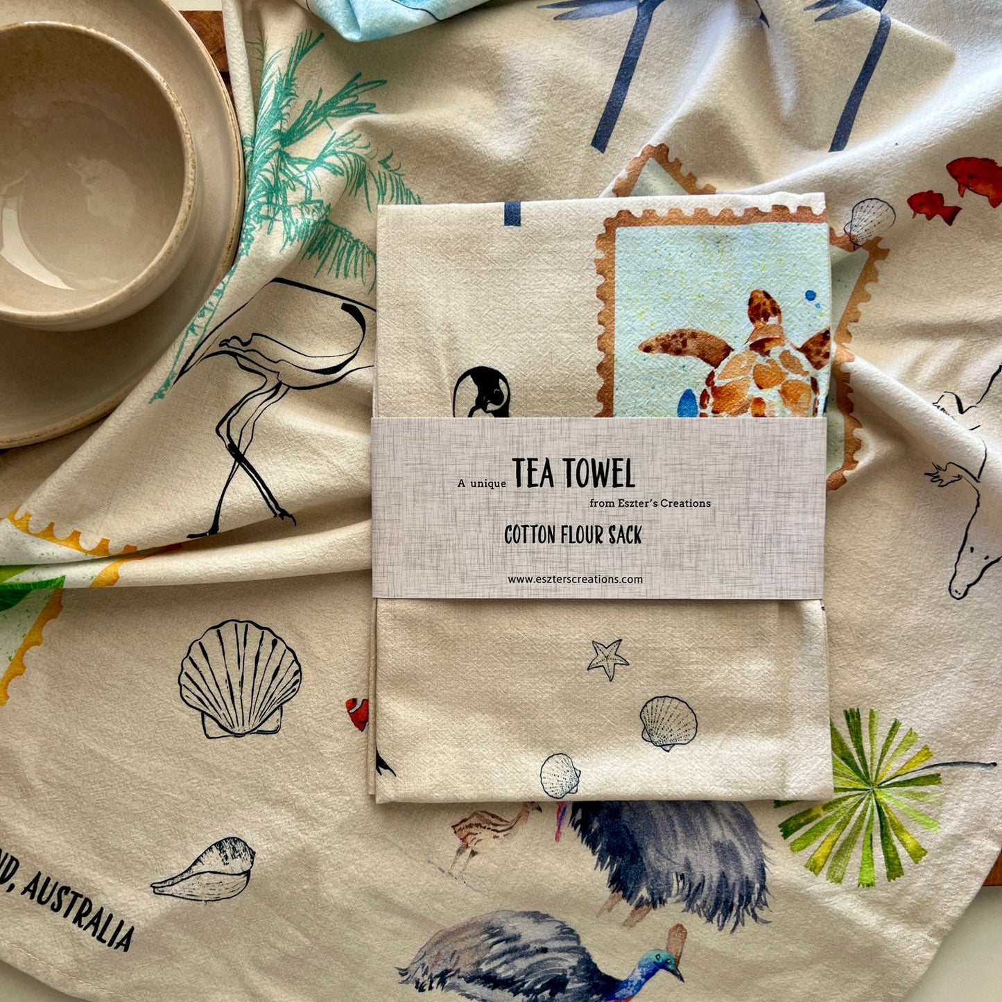 ESZTER'S CREATIONS - "Cairns"- Tea Towel