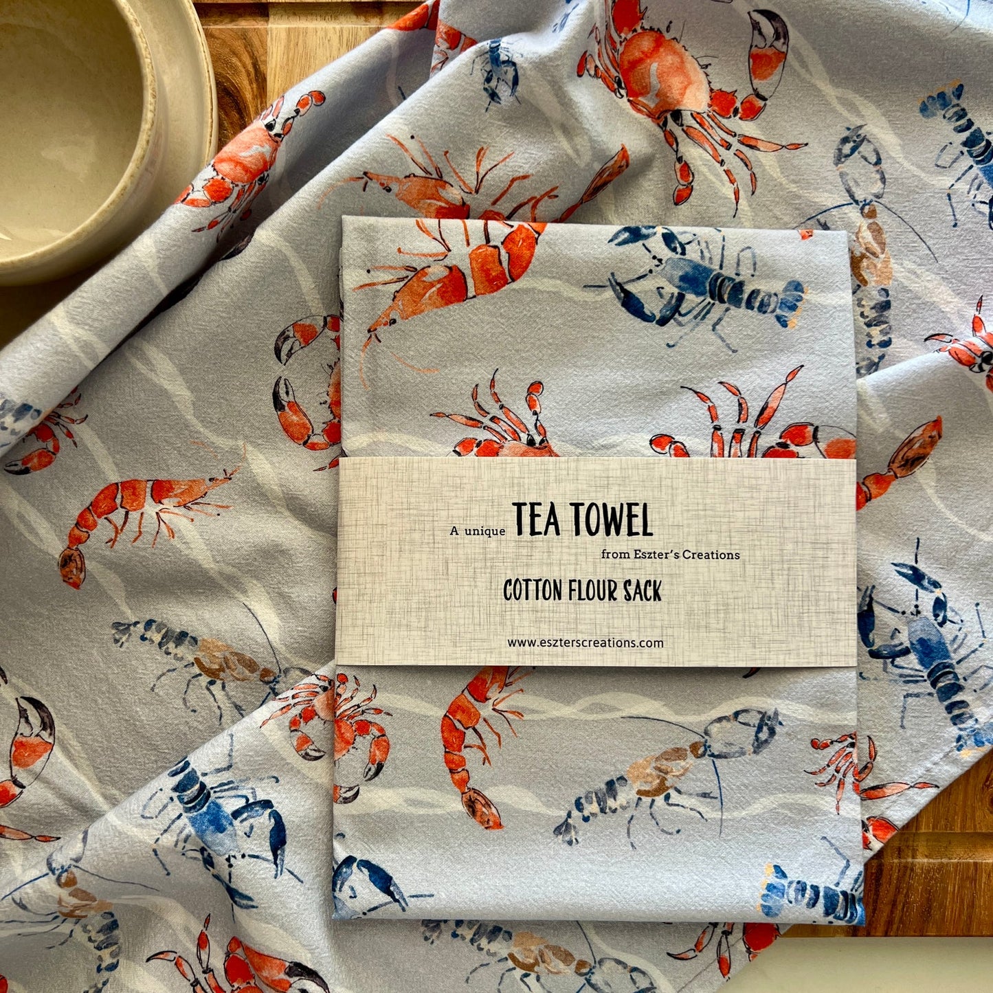 ESZTER'S CREATIONS - "Crustaceans"- Tea Towel