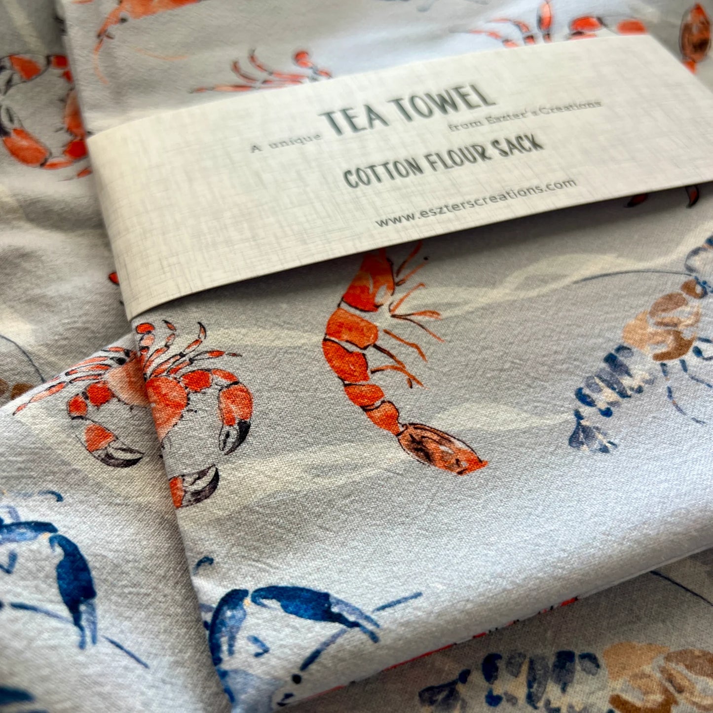 ESZTER'S CREATIONS - "Crustaceans"- Tea Towel