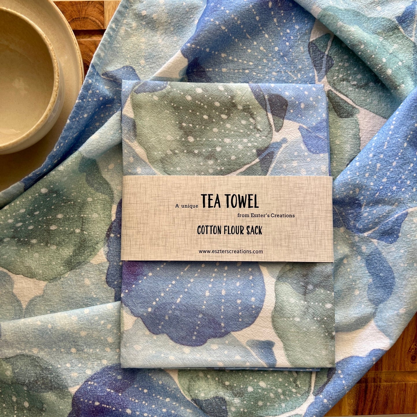 ESZTER'S CREATIONS - "Watercolour Shells"- Tea Towel