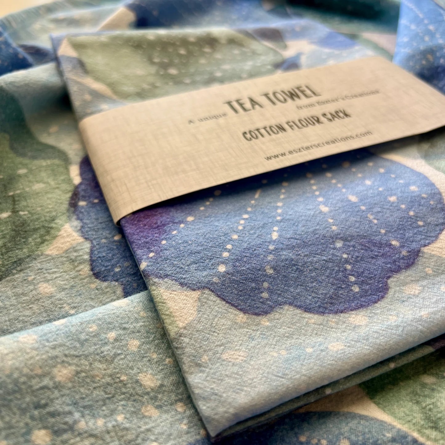 ESZTER'S CREATIONS - "Watercolour Shells"- Tea Towel