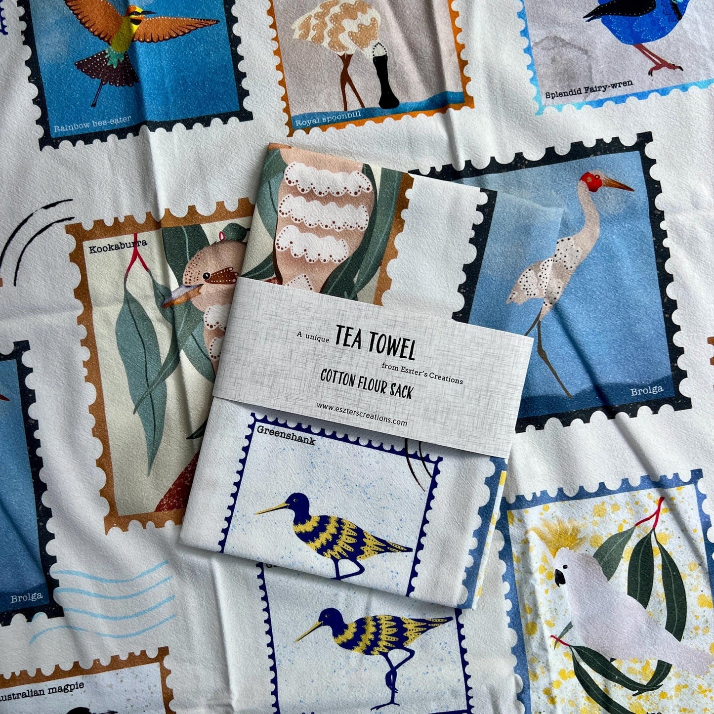 ESZTER'S CREATIONS - "Australian Birds"- Tea Towel