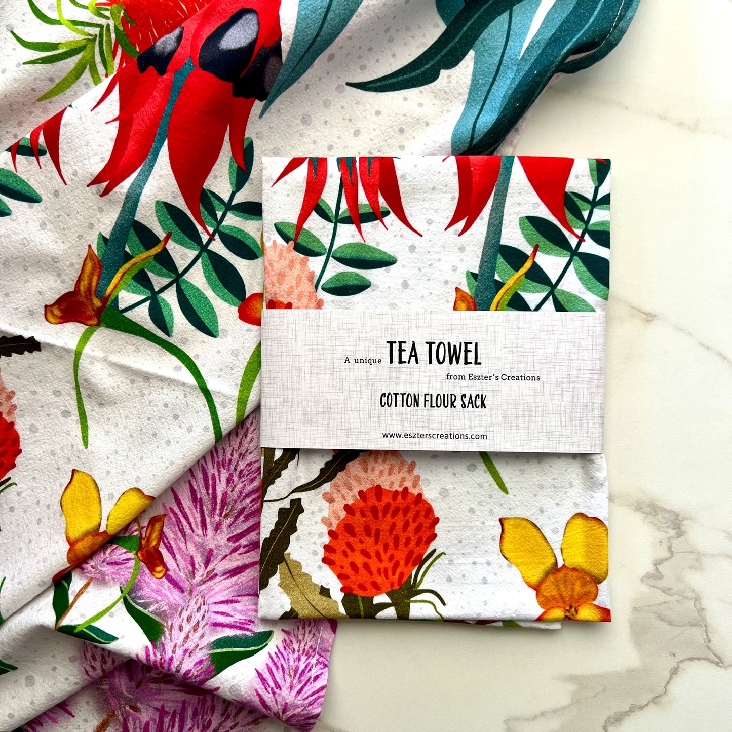 ESZTER'S CREATIONS - " Australian Wildflower"- Tea Towel