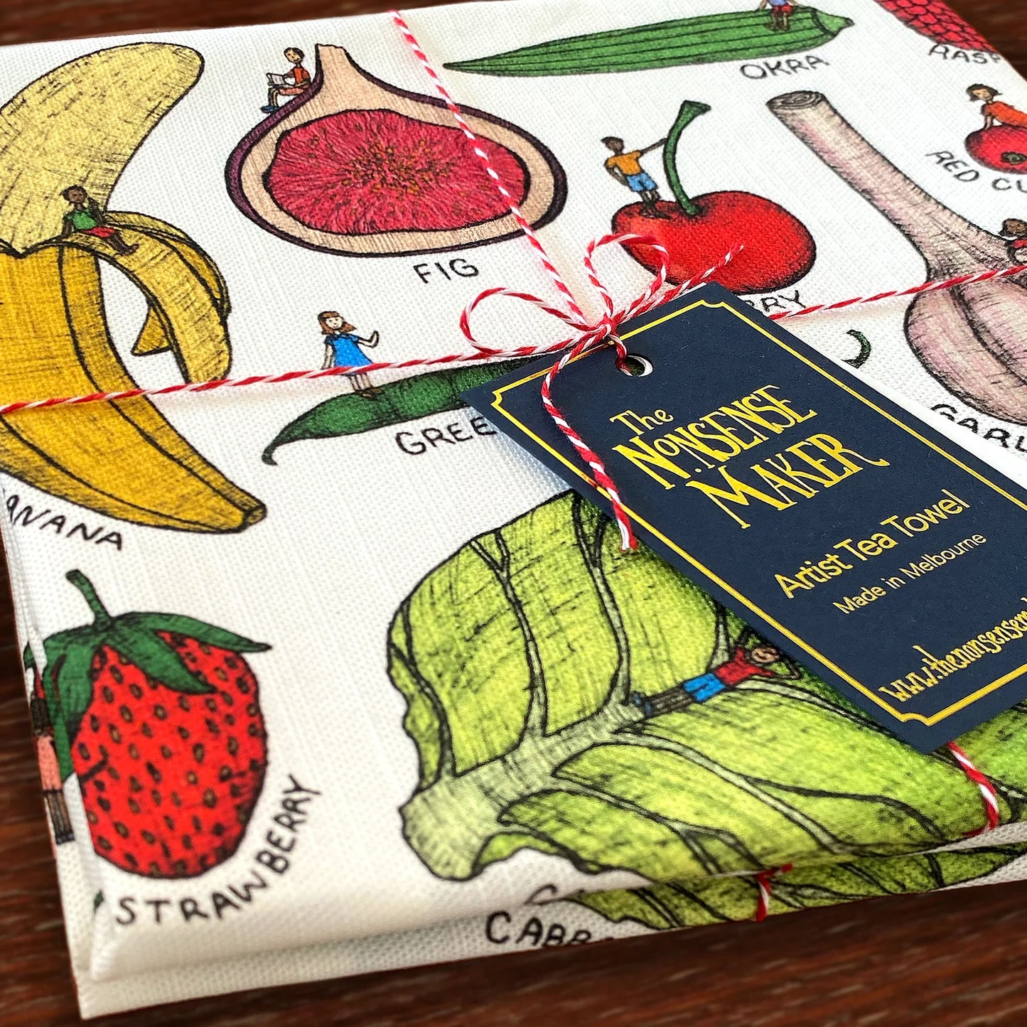 The Nonsense Maker- Fruit and Veg- Artist Tea Towel