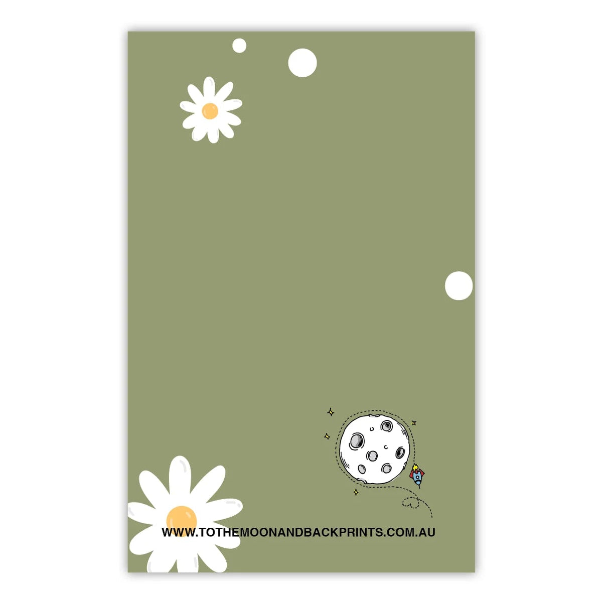 TO THE MOON & BACK PRINTS- "FLORAL GREEN"- Gift Tag