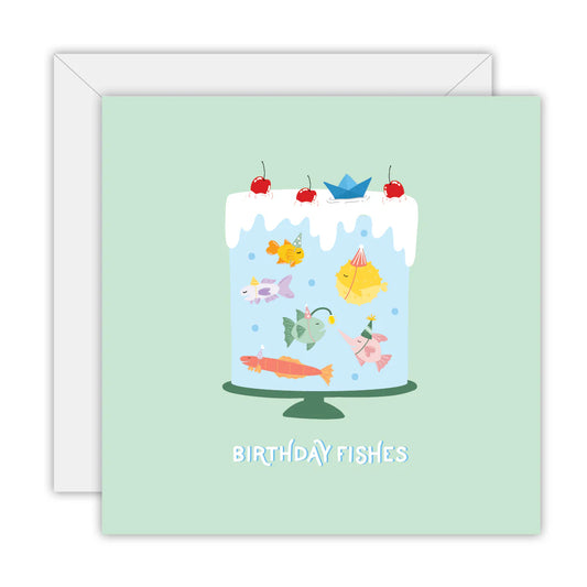 TO THE MOON & BACK PRINTS- "BIRTHDAY FISHES"- Greeting Card