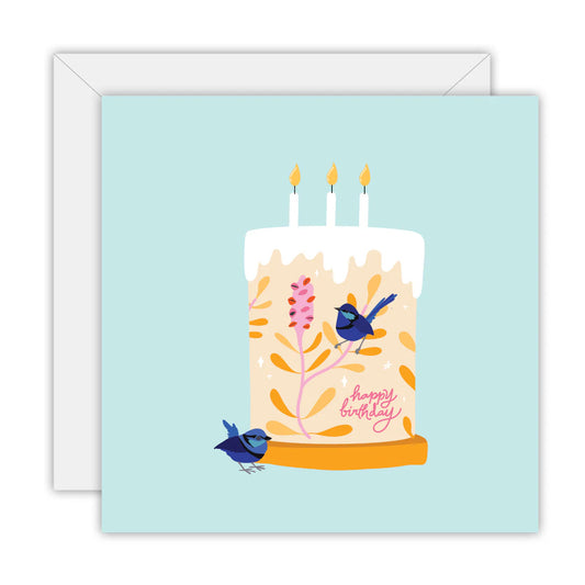 TO THE MOON & BACK PRINTS- "BLUE WREN"- Birthday Card