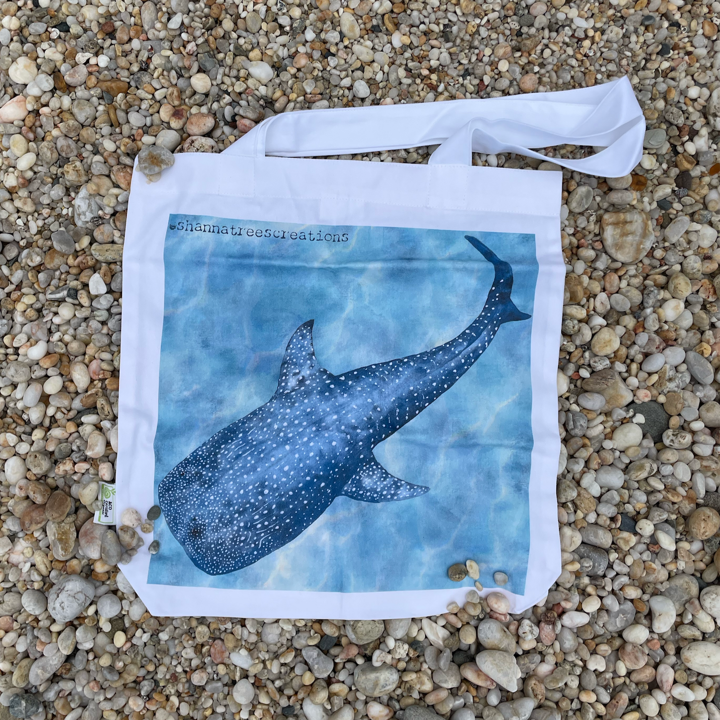 Shanna Trees Creations- "Whale Shark" Cotton Tote Bag- White