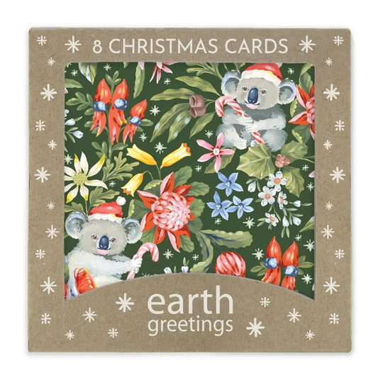 EARTH GREETINGS- Boxed Christmas Cards (Square) - Christmas Koalas