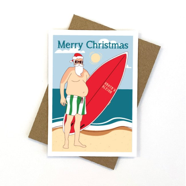 CANDLEBARK CREATIONS - "Hang Ten Santa"- CHRISTMAS CARDS